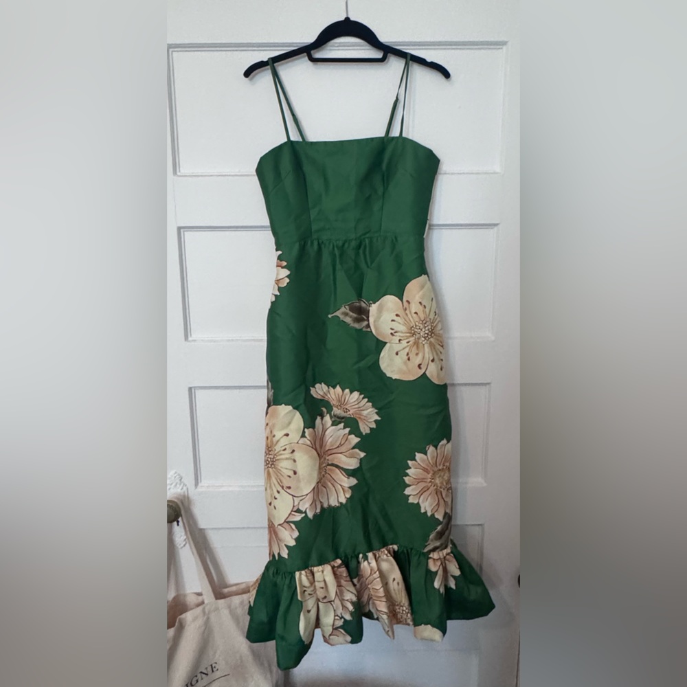 Alemais Green Floral Midi Dress